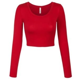 HENRY GIRL- Red Long Sleeve Crop Top